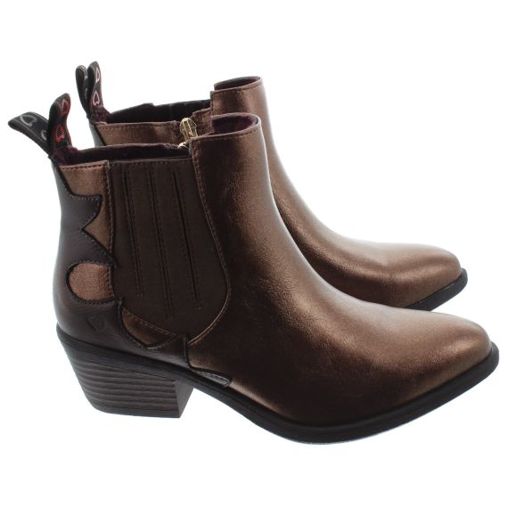 HEAVENLY FEET Ladies Christina Western Ankle Boots In Bronze