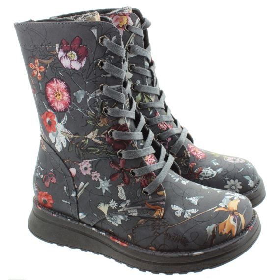HEAVENLY FEET Ladies Martina Lace Calf Boots In Grey Multi