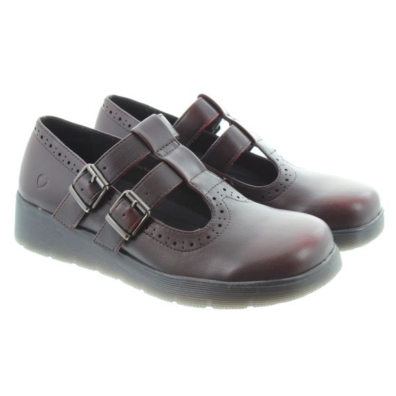 HEAVENLY FEET Ladies Mimosa Twin Bar Shoes In Burgundy
