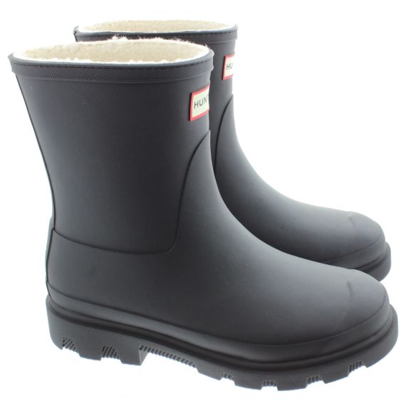 HUNTER Ladies Downpour Insulated Short Boots In Black 