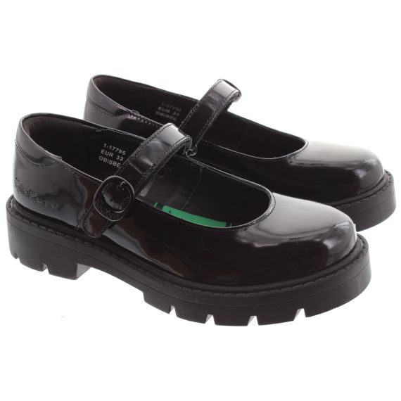 KICKERS Kids Kori Mary Jane Dolly School Shoes In Black Patent