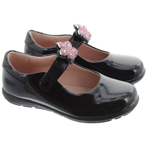 LELLI KELLY Kids LK8481 G Daisy Flower Bar Shoes In Black Patent 
