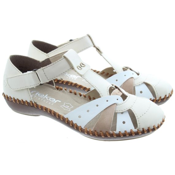 RIEKER Ladies M1655 Open Shoes In White 
