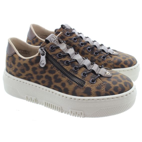 RIEKER Ladies M1953 Flatform Trainers In Leopard 