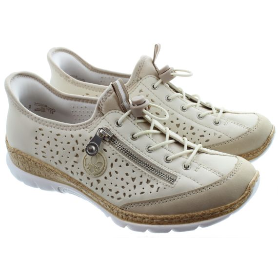 RIEKER Ladies N42V3 Ready To Go Shoes In Off White 