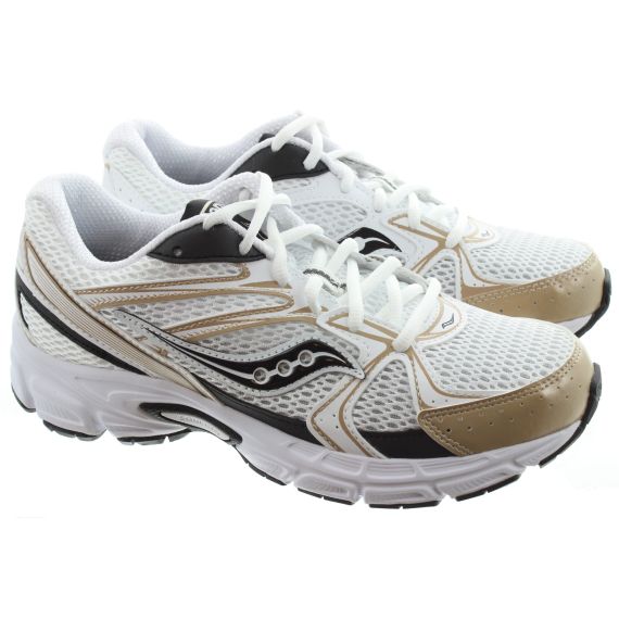 SAUCONY Adults Ride Millennium Trainers In White, Black, Gold 