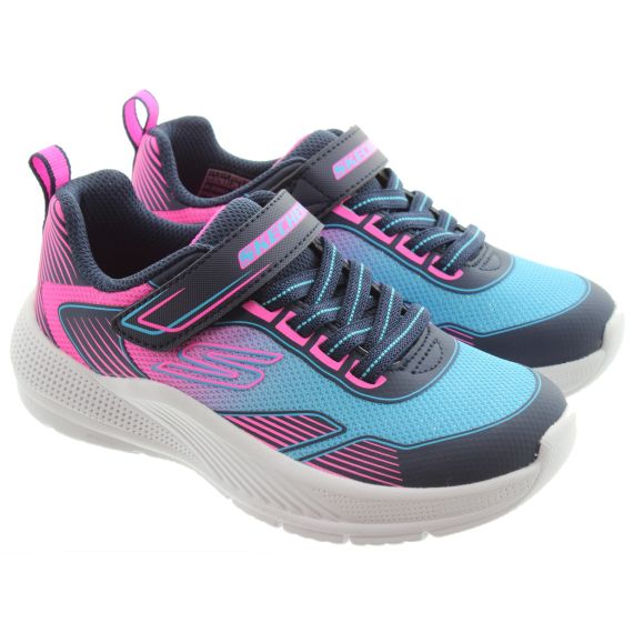 SKECHERS Kids 303657L Machine Washable Microspec Advance Trainers In Navy/ Pink Multi 