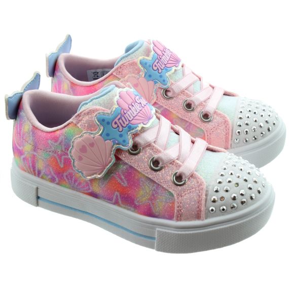 SKECHERS Kids 314824 Twinkle Underwater Magic Light Up Trainers In Light Pink Multi 