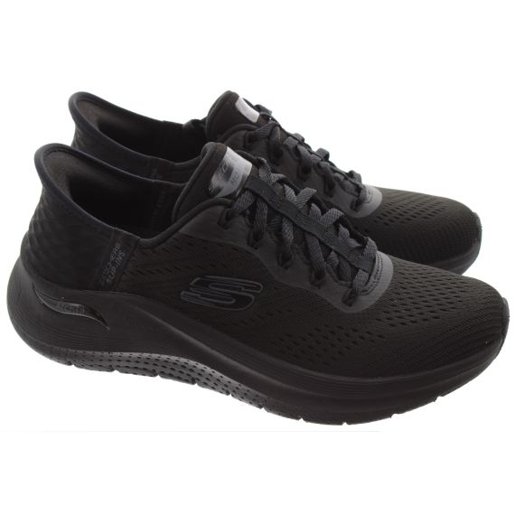 SKECHERS Ladies 150066 Arch Fit Slip Ins Trainers In Black 