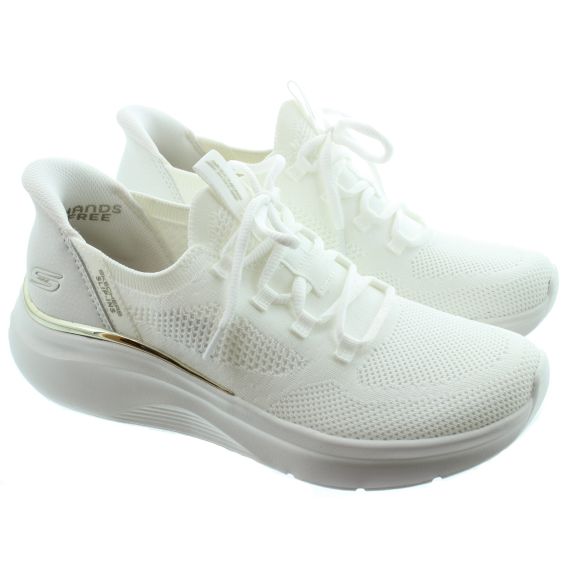 SKECHERS Ladies 117617 Bobs B Love Slip Ins Trainers In White 