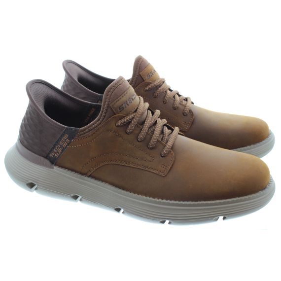 SKECHERS Mens 205046 Garza Gervin Slip Ins Shoes In Brown 