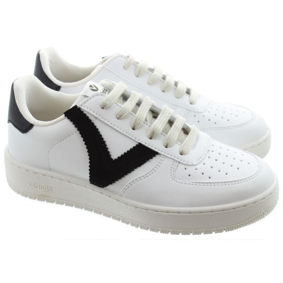 VICTORIA Ladies Madrid Lace Trainers In White and Black 
